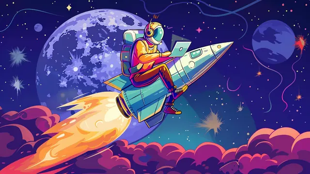 Illustration: Onlinehändler startet mit einer Rakete durch