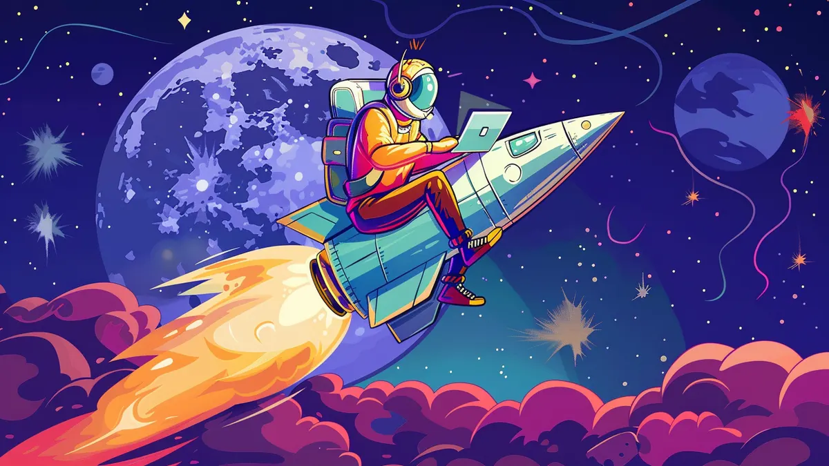 Illustration: Onlinehändler startet mit einer Rakete durch
